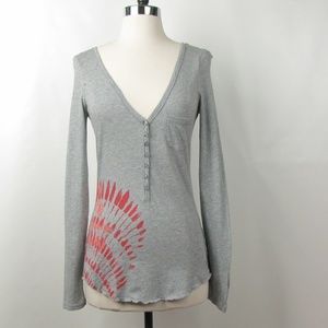 Hurley Grey knit Long Sleeve Sunburst Tee Small